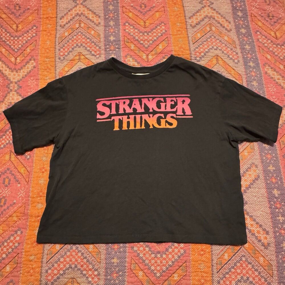 Stranger Things Crop Top Girls XL 16/18 H&M Retro 80s Graphic Netflix Tee